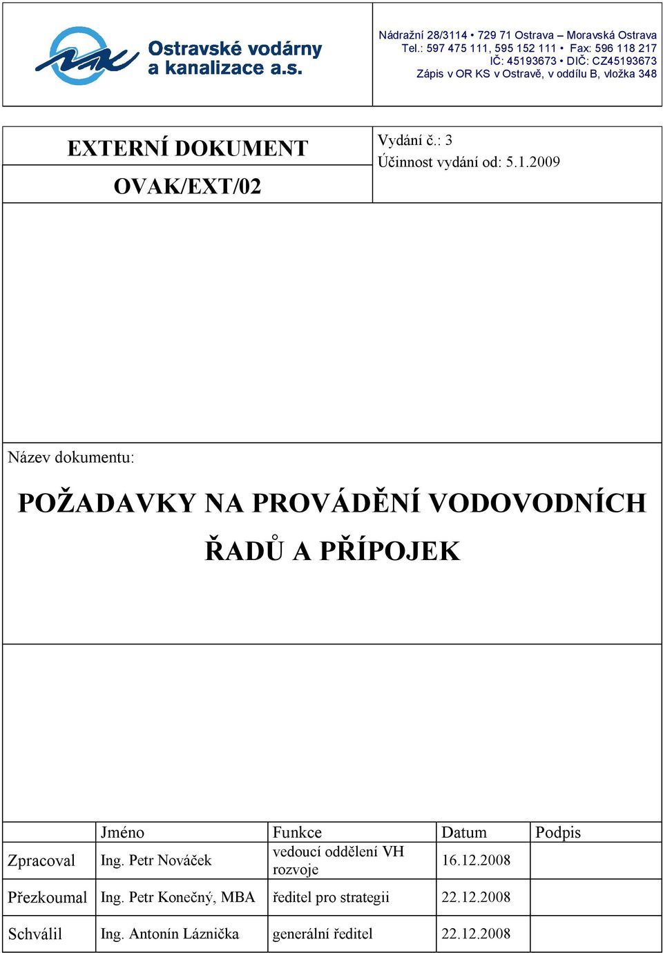 EXTERNÍ DOKUMENT Účinnost vydání od: 5.1.