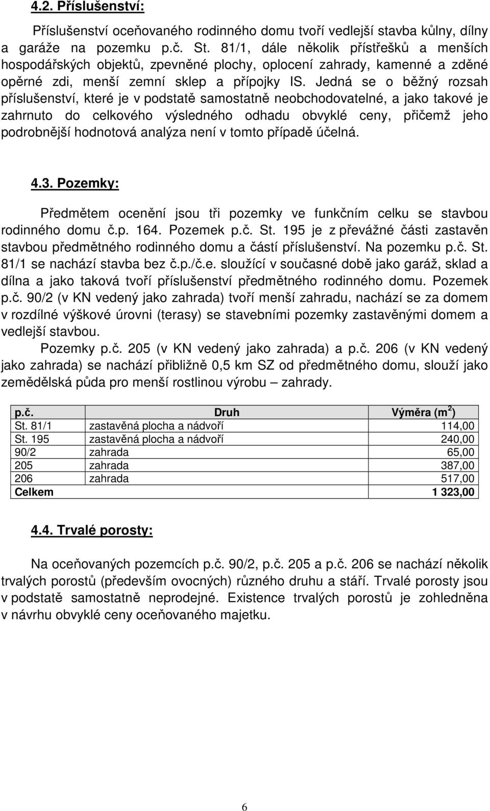 Jedná se o běžný rozsah příslušenství, které je v podstatě samostatně neobchodovatelné, a jako takové je zahrnuto do celkového výsledného odhadu obvyklé ceny, přičemž jeho podrobnější hodnotová