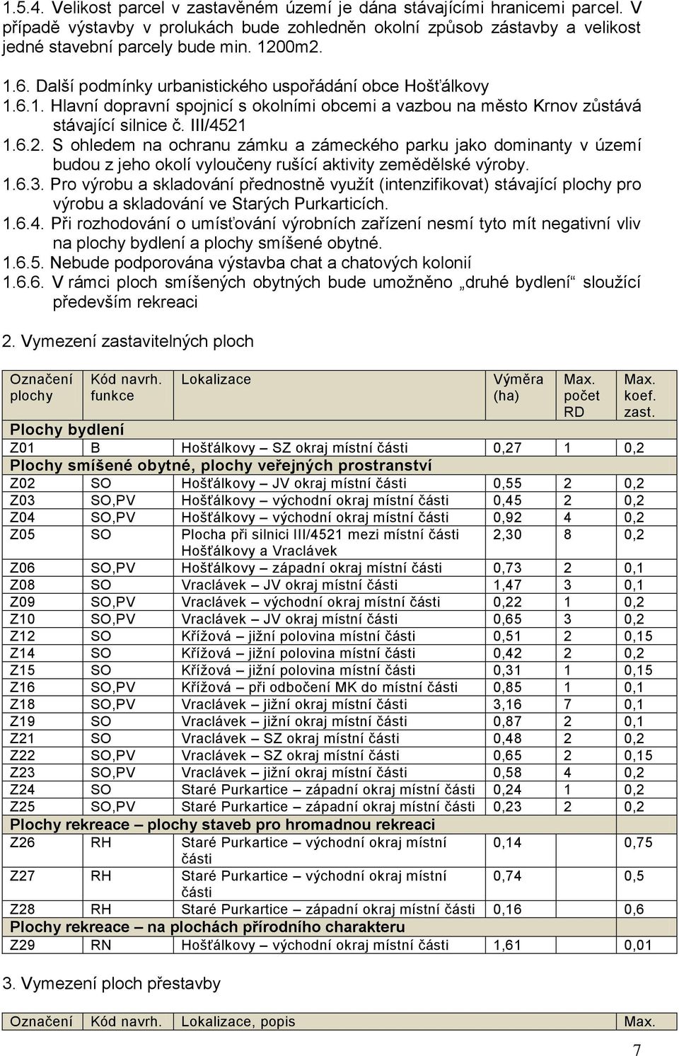 1.6.2. S ohledem na ochranu zámku a zámeckého parku jako dominanty v území budou z jeho okolí vyloučeny rušící aktivity zemědělské výroby. 1.6.3.