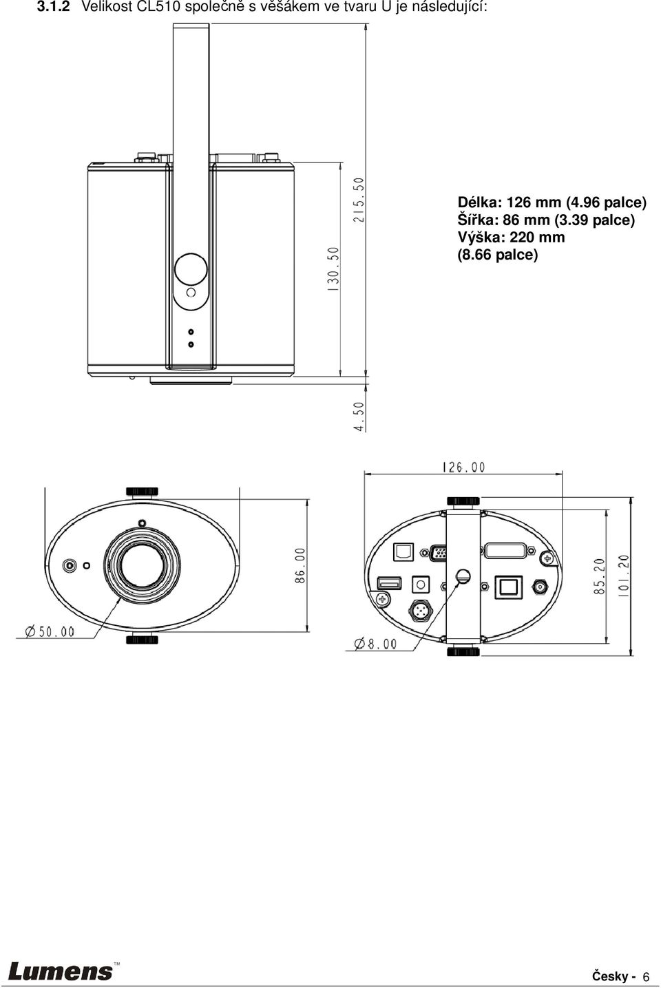 Délka: 126 mm (4.