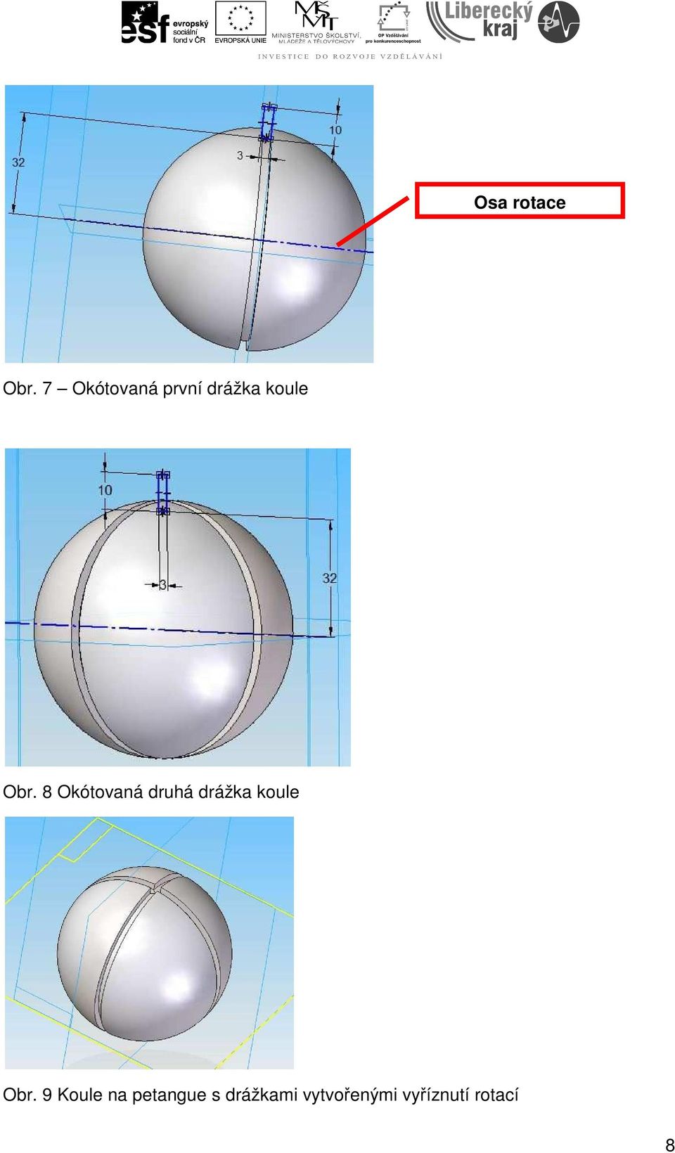 8 Okótovaná druhá drážka koule Obr.