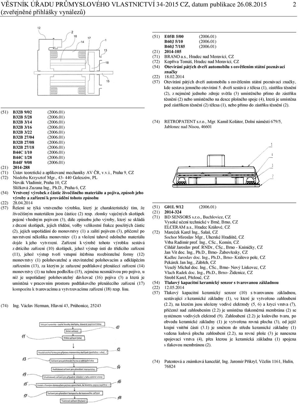 01) (21) 2014-288 (71) Ústav teoretické a aplikované mechaniky AV ČR, v.v.i., Praha 9, CZ (72) Niedoba Krzysztof Mgr., 43-440 Goleszów, PL Novák Vladimír, Praha 10, CZ Slížková Zuzana Ing., Ph.D.