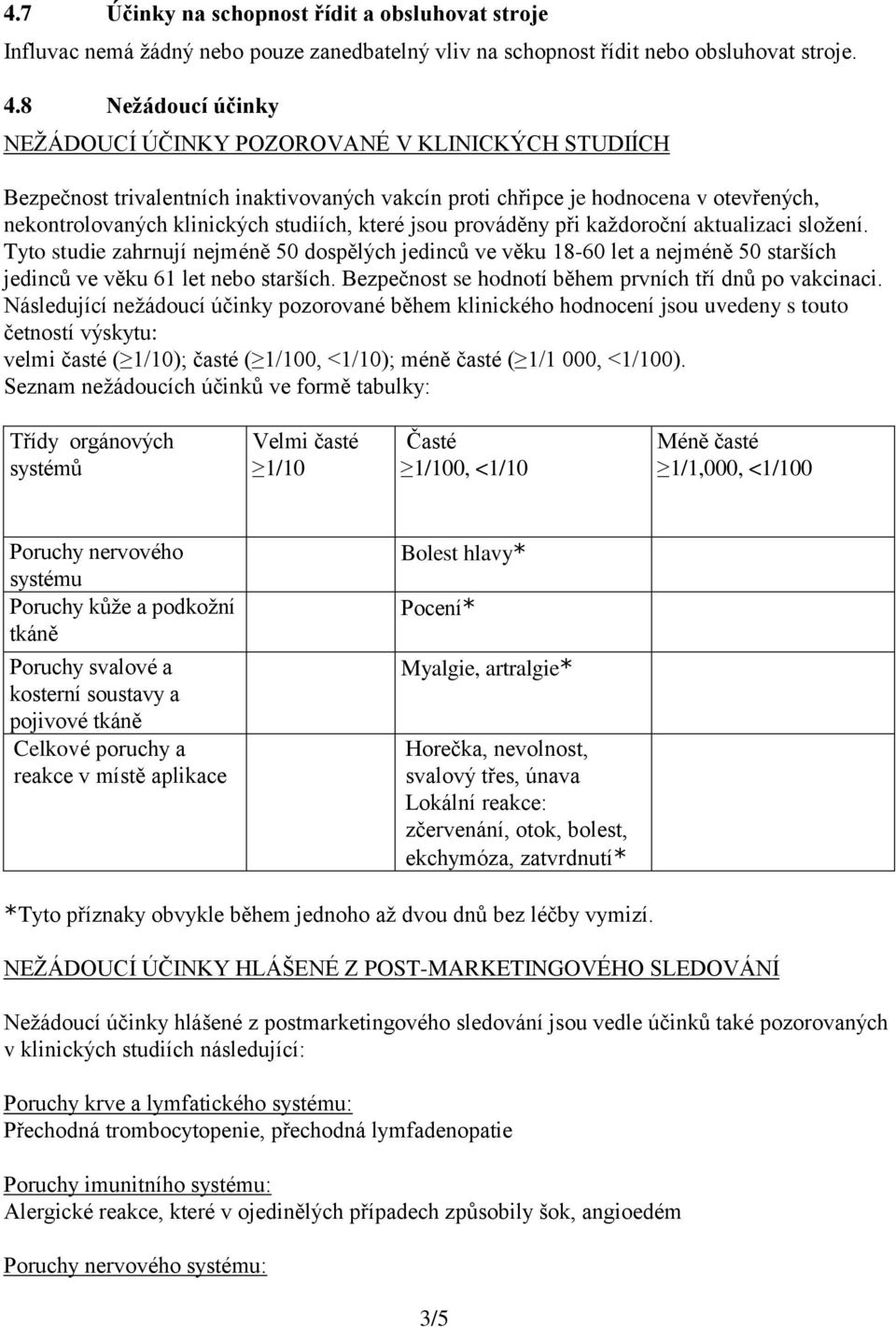 které jsou prováděny při každoroční aktualizaci složení. Tyto studie zahrnují nejméně 50 dospělých jedinců ve věku 18-60 let a nejméně 50 starších jedinců ve věku 61 let nebo starších.