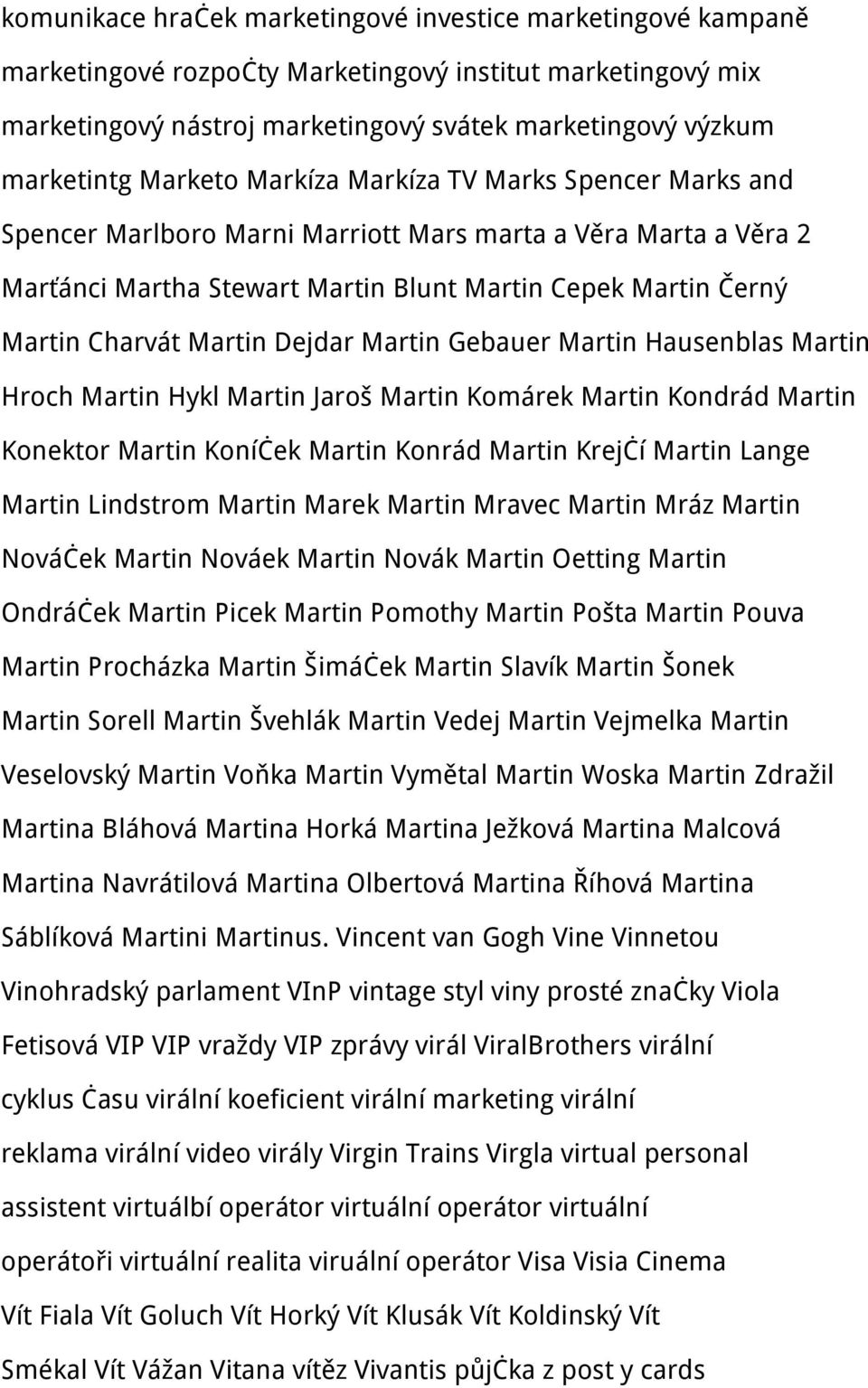 Martin Dejdar Martin Gebauer Martin Hausenblas Martin Hroch Martin Hykl Martin Jaroš Martin Komárek Martin Kondrád Martin Konektor Martin Koníček Martin Konrád Martin Krejčí Martin Lange Martin