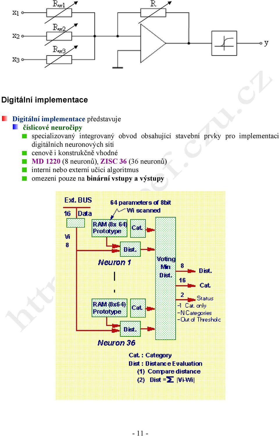 digitálních neuronových sítí cenově i konstrukčně vhodné MD 1220 (8 neuronů), ZISC