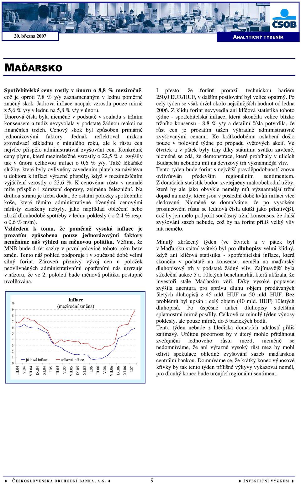 Únorová čísla byla nicméně v podstatě v souladu s tržním konsensem a tudíž nevyvolala v podstatě žádnou reakci na finančních trzích. Cenový skok byl způsoben primárně jednorázovými faktory.