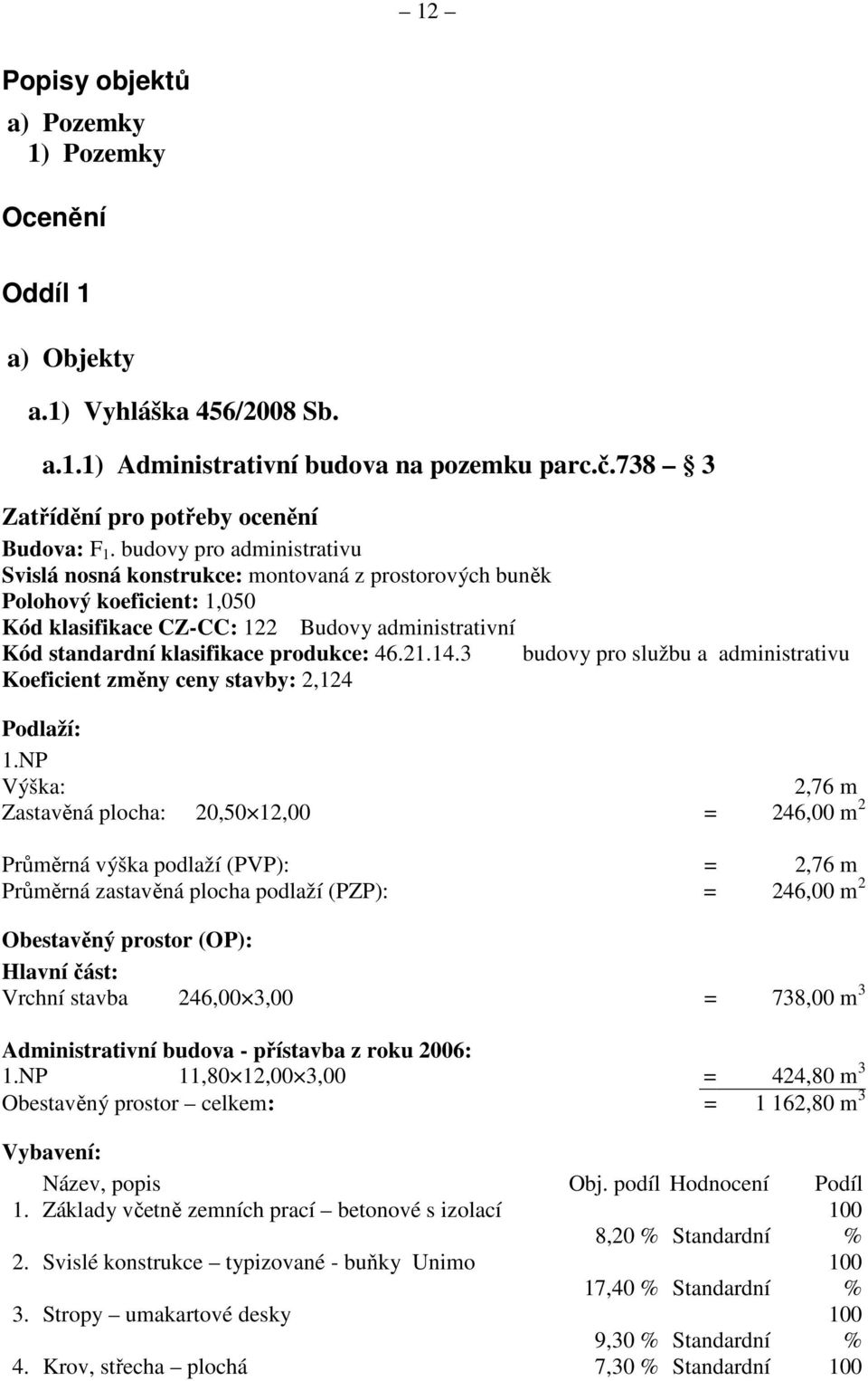 3 budovy pro službu a administrativu Koeficient změny ceny stavby: 2,124 Podlaží: 1.