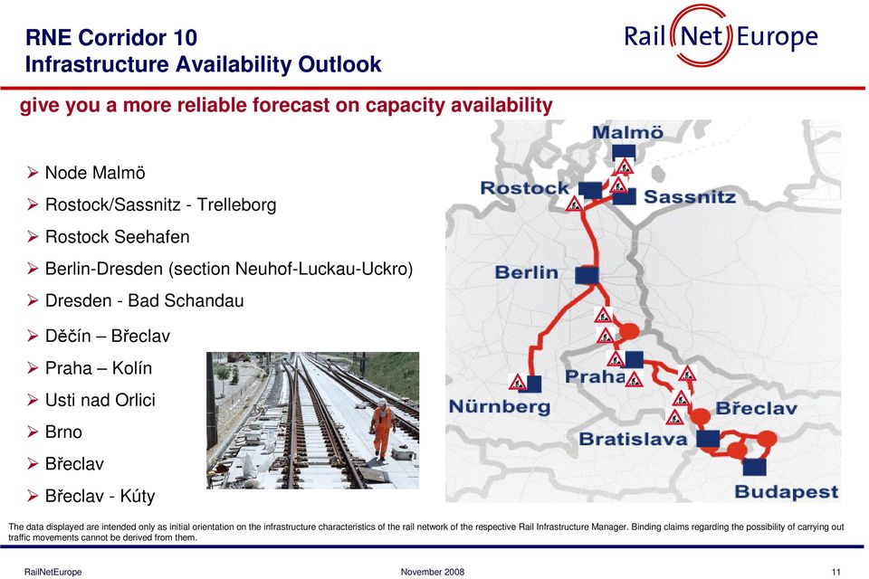 Břeclav - Kúty The data displayed are intended only as initial orientation on the infrastructure characteristics of the rail network of the