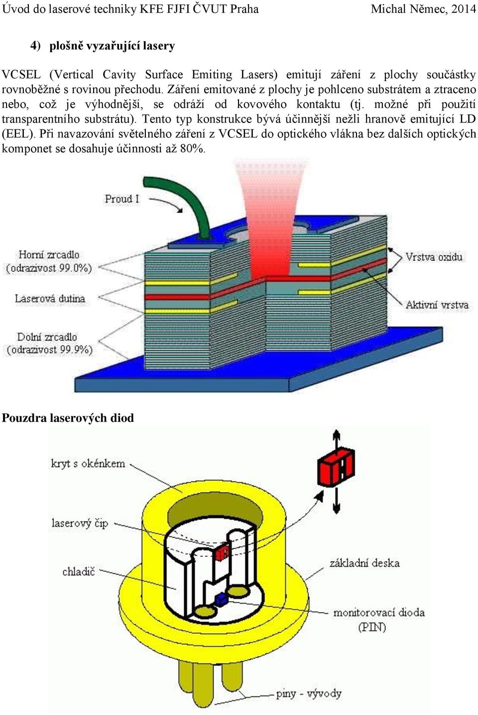 možné při použití transparentního substrátu). Tento typ konstrukce bývá účinnější nežli hranově emitující LD (EEL).