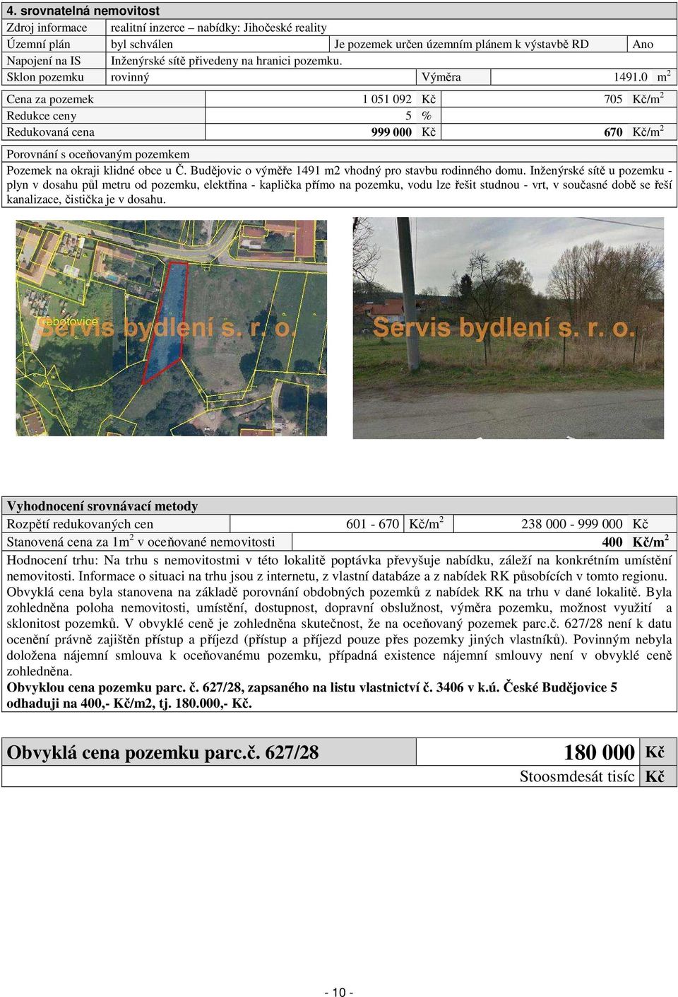 0 m 2 Cena za pozemek 1 051 092 Kč 705 Kč/m 2 Redukce ceny 5 % Redukovaná cena 999 000 Kč 670 Kč/m 2 Porovnání s oceňovaným pozemkem Pozemek na okraji klidné obce u Č.