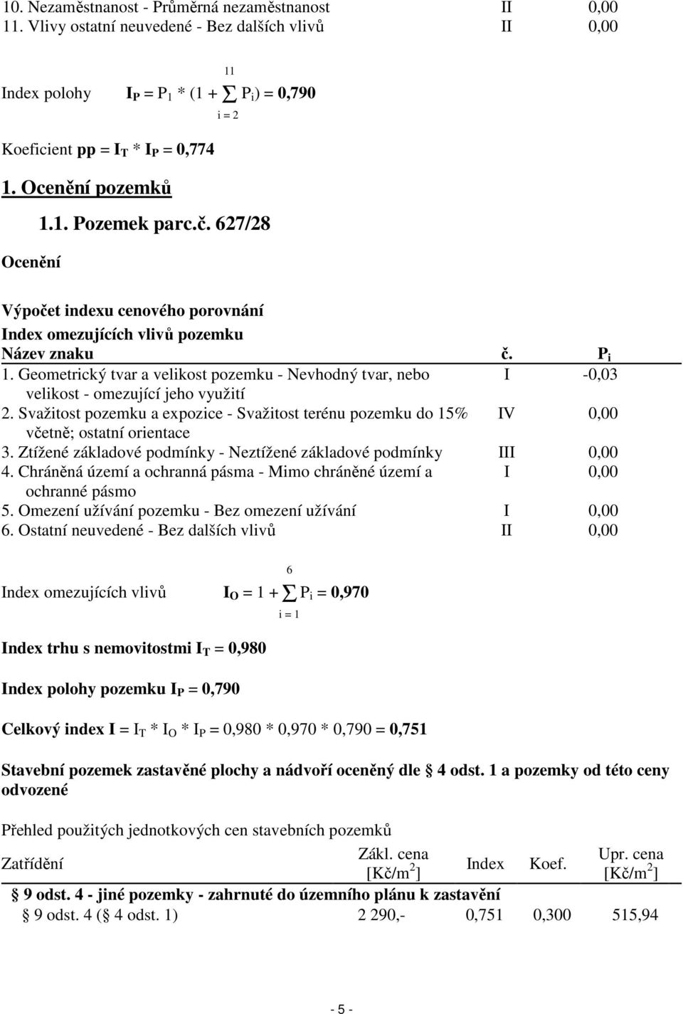 Geometrický tvar a velikost pozemku - Nevhodný tvar, nebo I -0,03 velikost - omezující jeho využití 2.