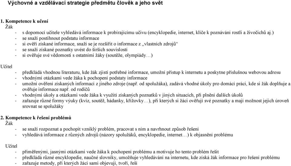 ) - se snaží postihnout podstatu informace - si ověří získané informace, snaží se je rozšířit o informace z vlastních zdrojů - se snaží získané poznatky uvést do širších souvislostí - si ověřuje své