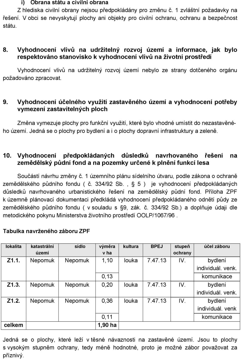 Vyhodnocení vlivů na udržitelný rozvoj území a informace, jak bylo respektováno stanovisko k vyhodnocení vlivů na životní prostředí Vyhodnocení vlivů na udržitelný rozvoj území nebylo ze strany