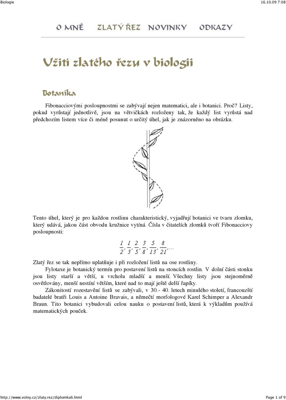 Tento úhel, který je pro každou rostlinu charakteristický, vyjadřují botanici ve tvaru zlomku, který udává, jakou část obvodu kružnice vytíná.