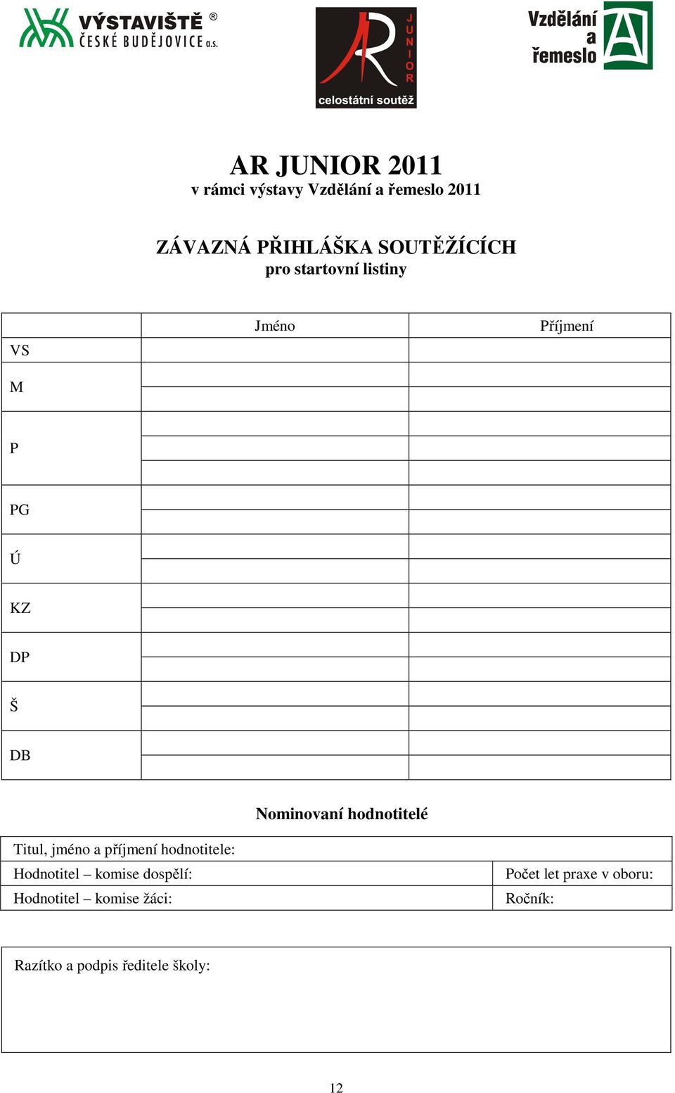 Nominovaní hodnotitelé Titul, jméno a příjmení hodnotitele: Hodnotitel komise