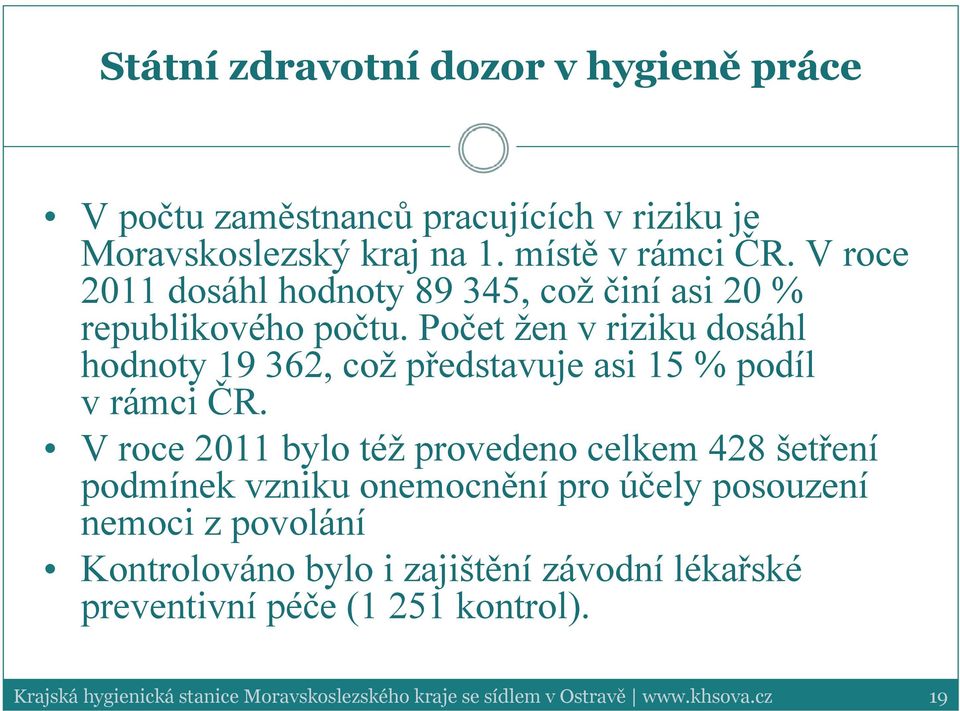Počet žen v riziku dosáhl hodnoty 19 362, což představuje asi 15 % podíl v rámci ČR.