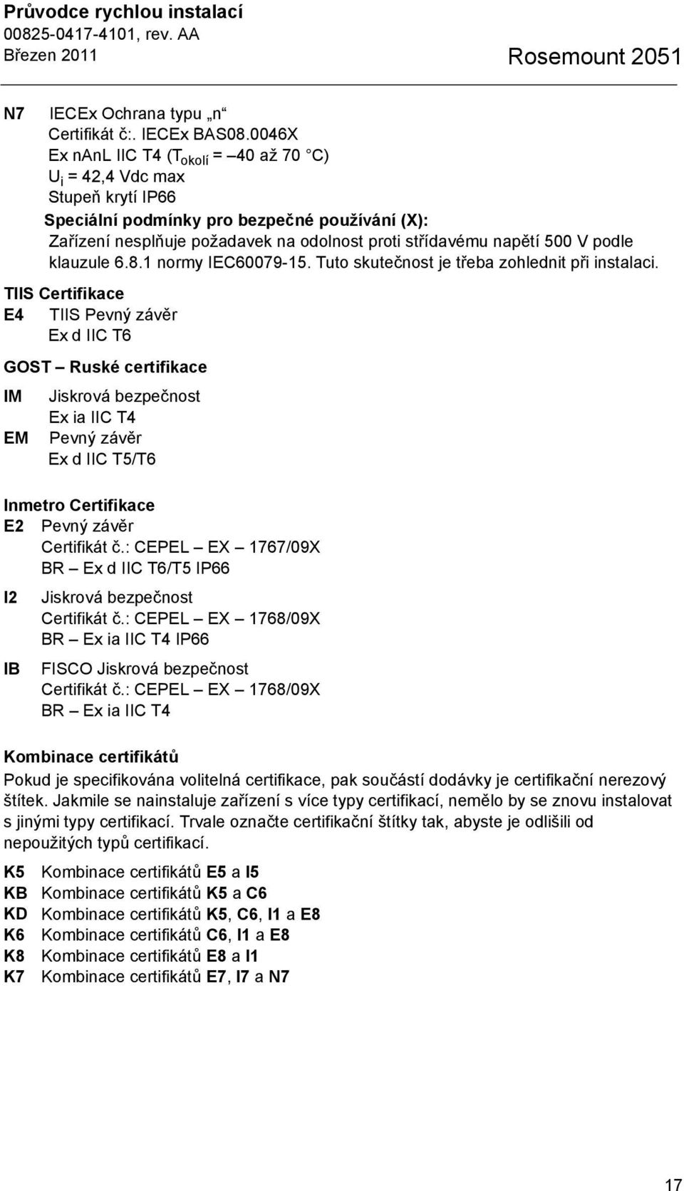 podle klauzule 6.8.1 normy IEC60079-15. Tuto skutečnost je třeba zohlednit při instalaci.