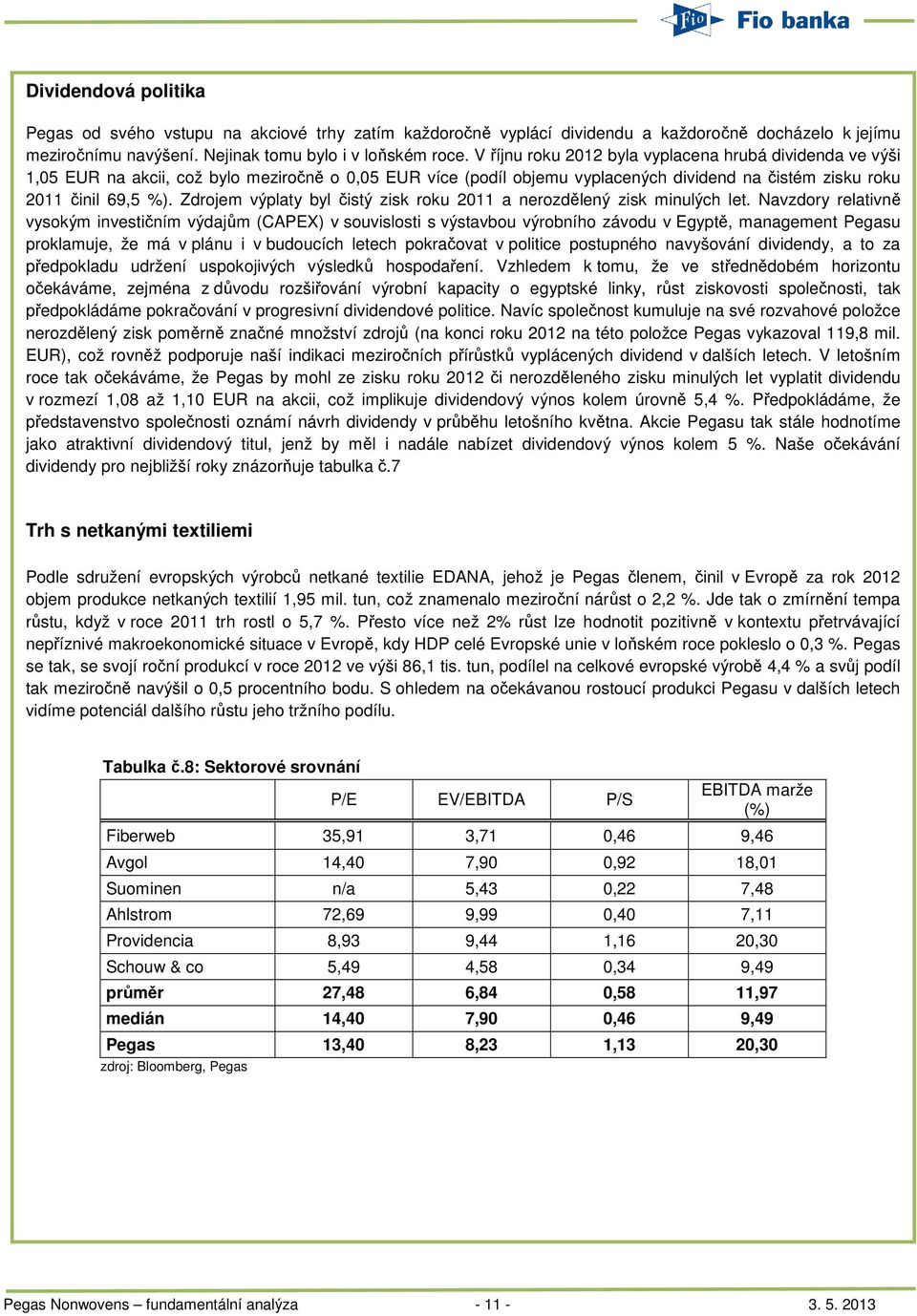 Zdrojem výplaty byl čistý zisk roku 2011 a nerozdělený zisk minulých let.