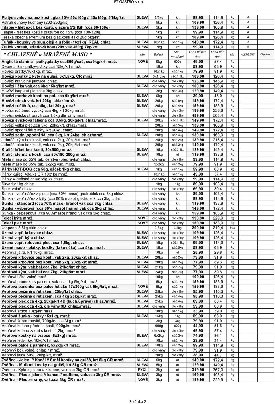 kostí 41x120g 5kg/krt 5kg krt 109,90 126,4 kg 4 Tuňák - kousky ve slun.oleji alu folie (16x1kg) REAL chlaz. SLEVA 16x1kg sáč.1kg 149,90 172,4 kg 4 Žralok - steak, středová kost (20x vak.