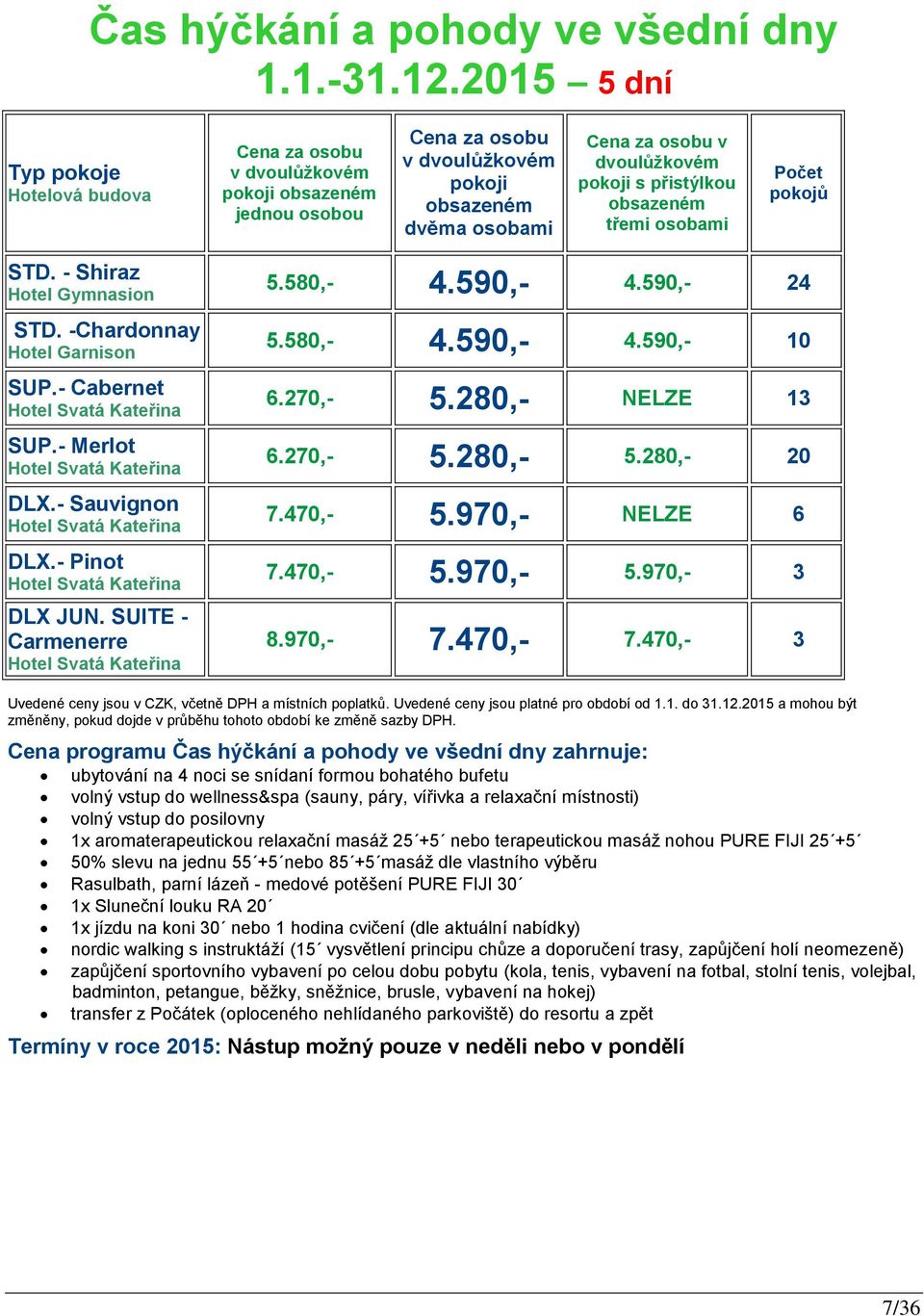 1. do 31.12.2015 a mohou být změněny, pokud dojde v průběhu tohoto období ke změně sazby DPH.