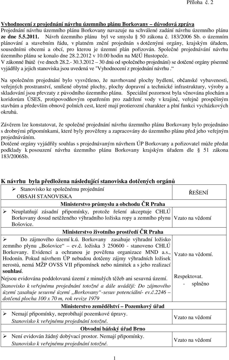 o územním plánování a stavebním řádu, v platném znění projednán s dotčenými orgány, krajským úřadem, sousedními obcemi a obcí, pro kterou je územní plán pořizován.
