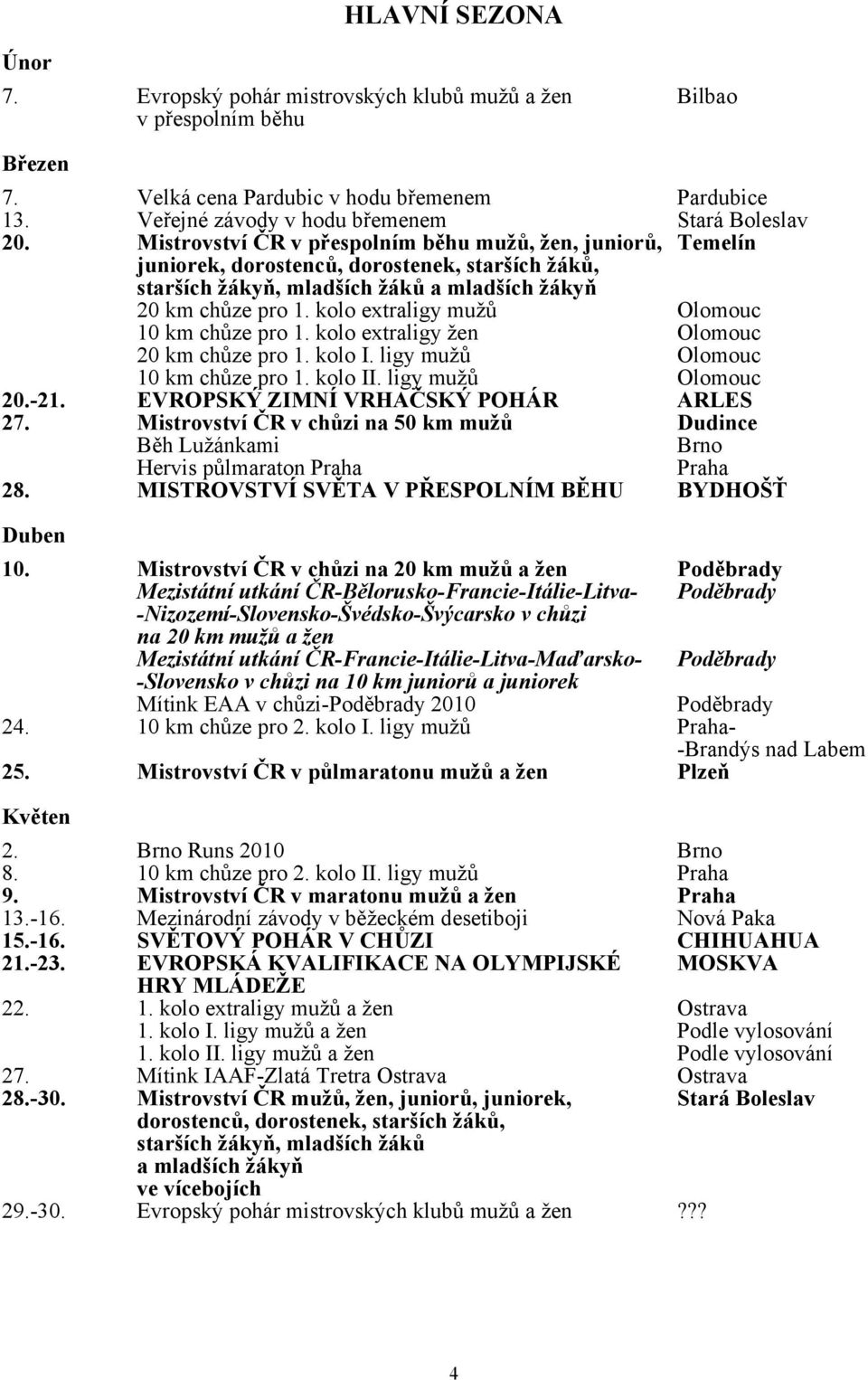 Mistrovství ČR v přespolním běhu mužů, žen, juniorů, Temelín juniorek, dorostenců, dorostenek, starších žáků, starších žákyň, mladších žáků a mladších žákyň 20 km chůze pro 1.