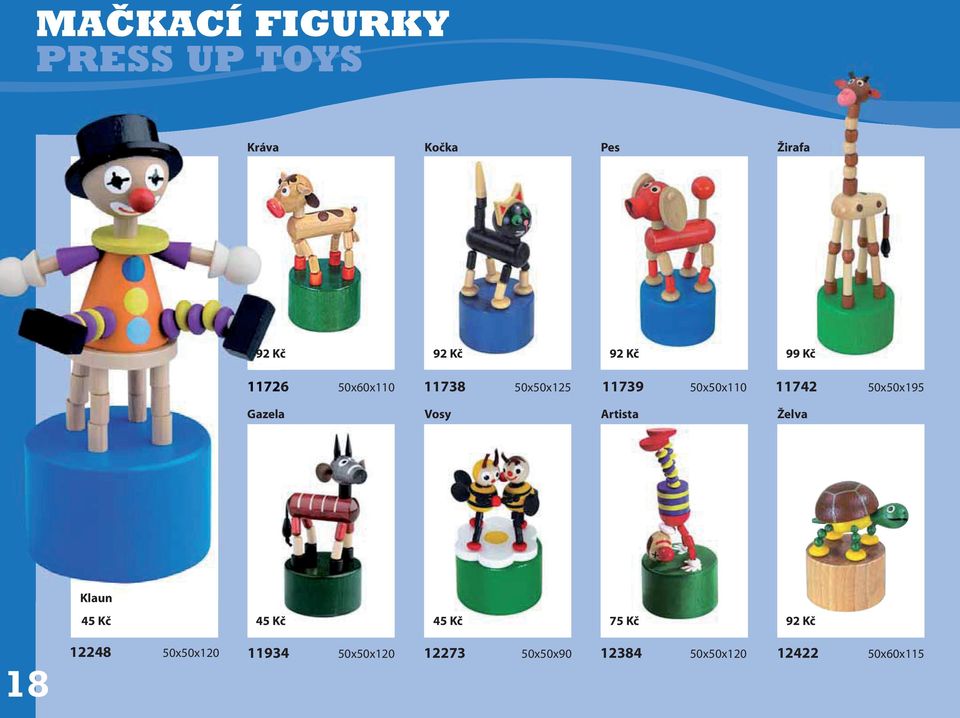 Gazela Vosy Artista Želva Klaun 45 Kč 45 Kč 45 Kč 75 Kč 92 Kč 18 12248