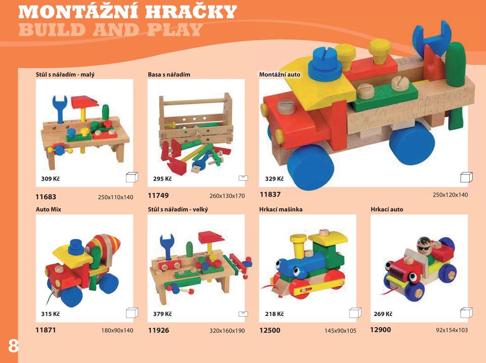 250x120x140 Auto Mix Stůl s nářadím - velký Hrkací mašinka Hrkací auto 315 Kč