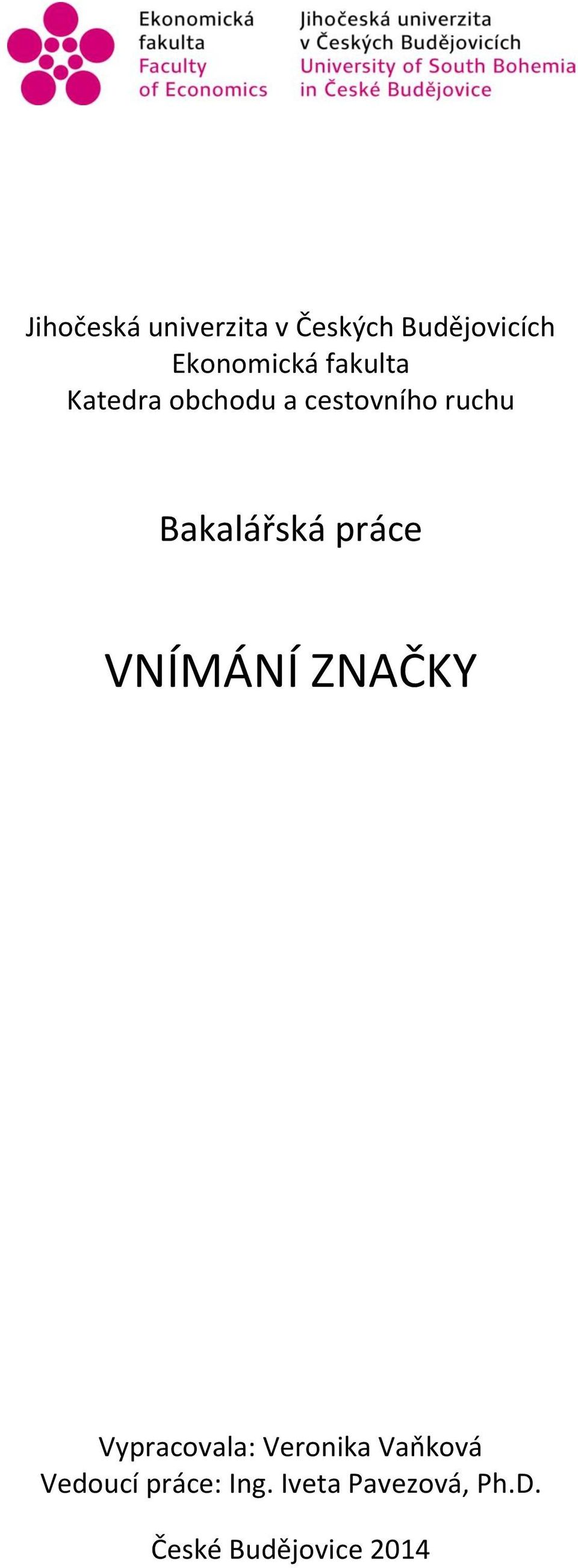 práce VNÍMÁNÍ ZNAČKY Vypracovala: Veronika Vaňková