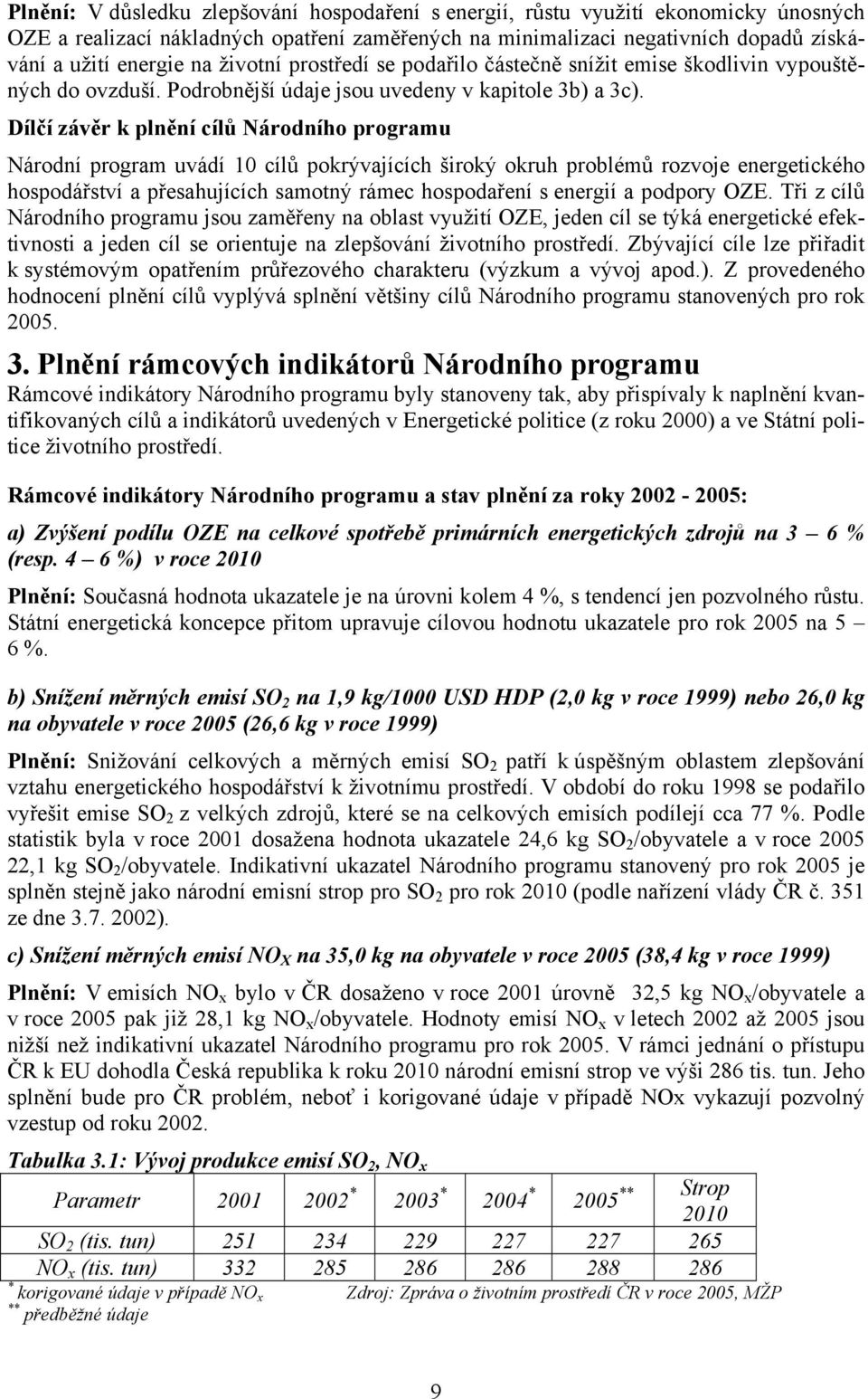 Dílčí závěr k plnění cílů Národního programu Národní program uvádí 10 cílů pokrývajících široký okruh problémů rozvoje energetického hospodářství a přesahujících samotný rámec hospodaření s energií a