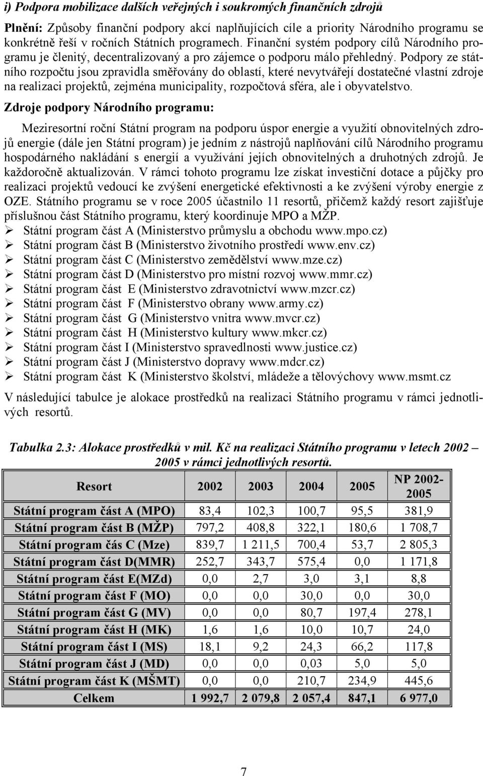 Podpory ze státního rozpočtu jsou zpravidla směřovány do oblastí, které nevytvářejí dostatečné vlastní zdroje na realizaci projektů, zejména municipality, rozpočtová sféra, ale i obyvatelstvo.