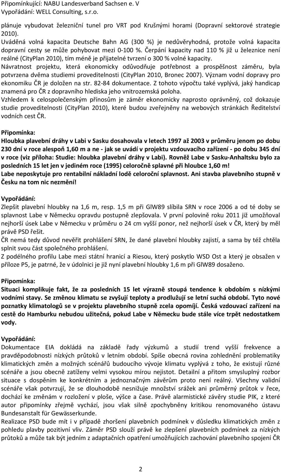 Čerpání kapacity nad 110 % již u železnice není reálné (CityPlan 2010), tím méně je přijatelné tvrzení o 300 % volné kapacity.