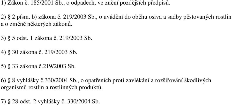 219/2003 Sb. 4) 30 zákona č. 219/2003 Sb. 5) 33 zákona č.219/2003 Sb. 6) 8 vyhlášky č.330/2004 Sb.