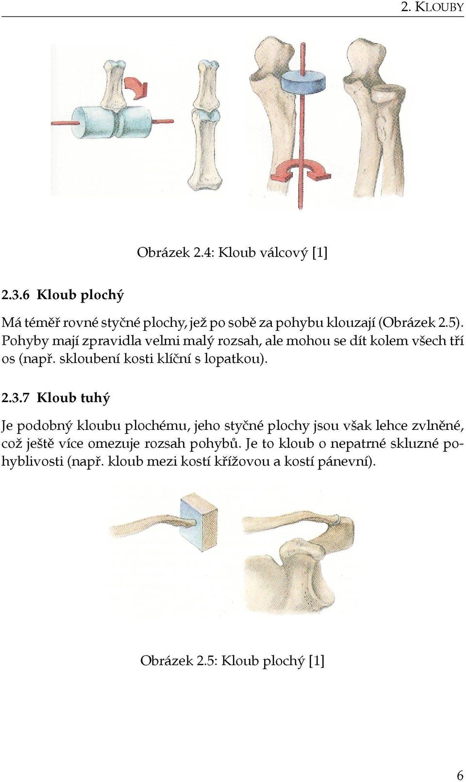 Pohyby mají zpravidla velmi malý rozsah, ale mohou se dít kolem všech tří os (např. skloubení kosti klíční s lopatkou). 2.3.