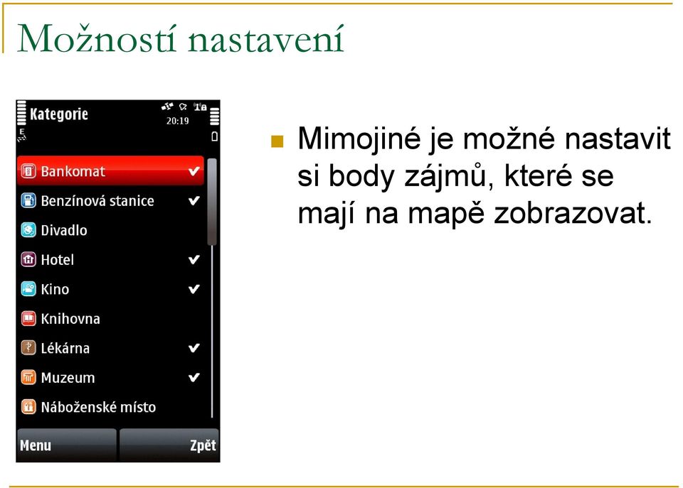 nastavit si body zájmů,