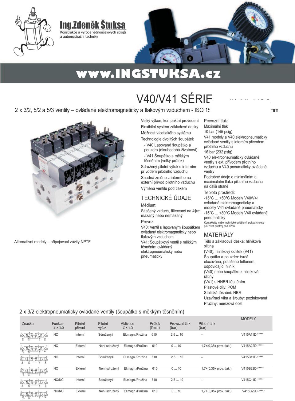 kompaktní provedení Flexibilní systém základové desky Možnost vícetlakého systému Technologie dvojitých šoupátek - V40 Lapované šoupátko a pouzdro (dlouhodobá životnost) - V4 Šoupátko s měkkým