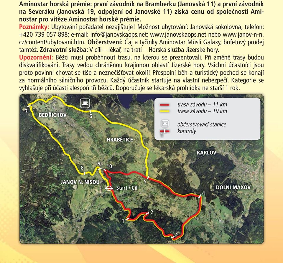 cz/content/ubytovani.htm. Občerstvení: Čaj a tyčinky Aminostar Müsli Galaxy, bufetový prodej tamtéž. Zdravotní služba: V cíli lékař, na trati Horská služba Jizerské hory.