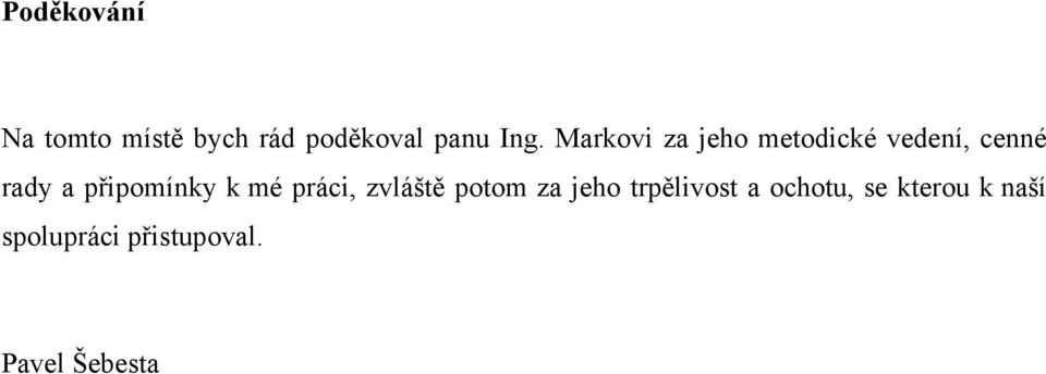 připomínky k mé práci, zvláště potom za jeho trpělivost