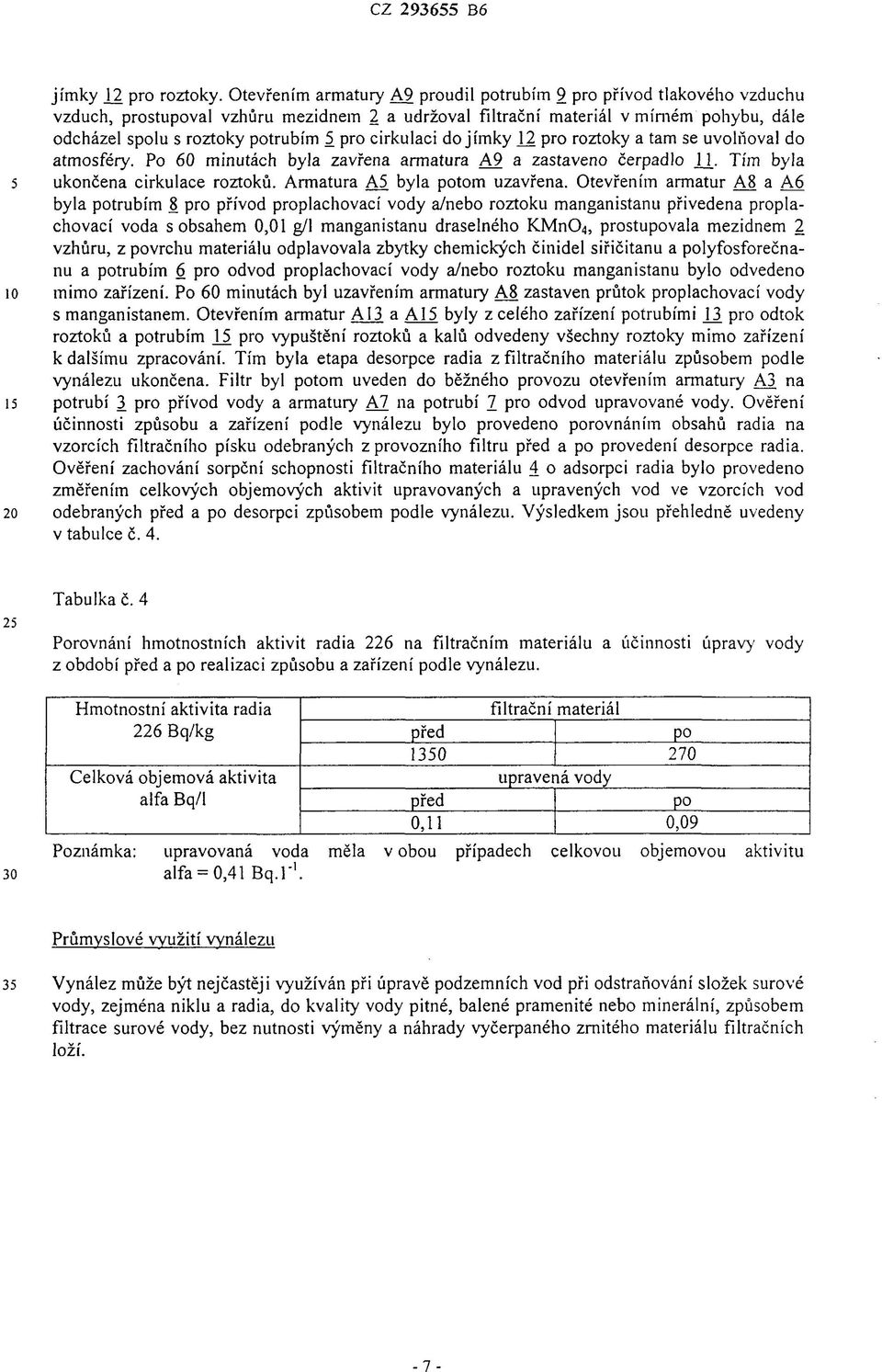 cirkulaci do jímky 12 pro roztoky a tam se uvolňoval do atmosféry. Po 60 minutách byla zavřena armatura A9 a zastaveno čerpadlo JJ_. Tím byla 5 ukončena cirkulace roztoků.