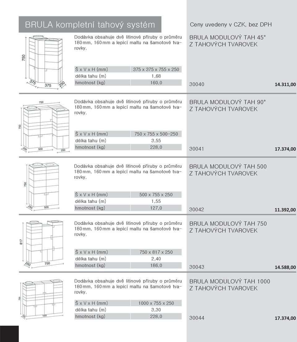 374,00 BRULA MODULOVÝ TAH 500 Š x V x H (mm) 500 x 755 x 250 délka tahu (m) 1,55 hmotnost (kg) 127,0 30042 BRULA MODULOVÝ TAH 750 11.