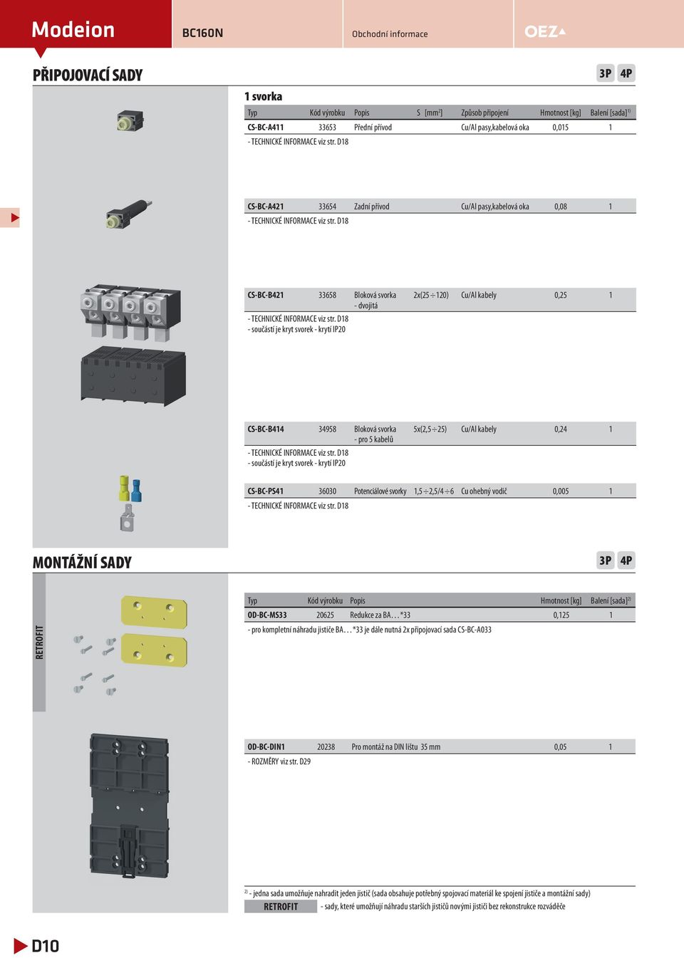 D8 - součástí je kryt svorek - krytí IP2 2x( 2) Cu/Al kabely, CS-BC-B44 34958 Bloková svorka - pro 5 kabelů - TECHNICKÉ INFORMACE viz str.