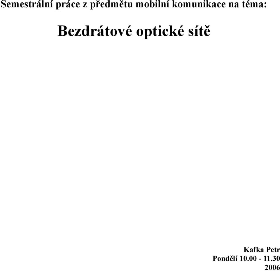 Bezdrátové optické sítě