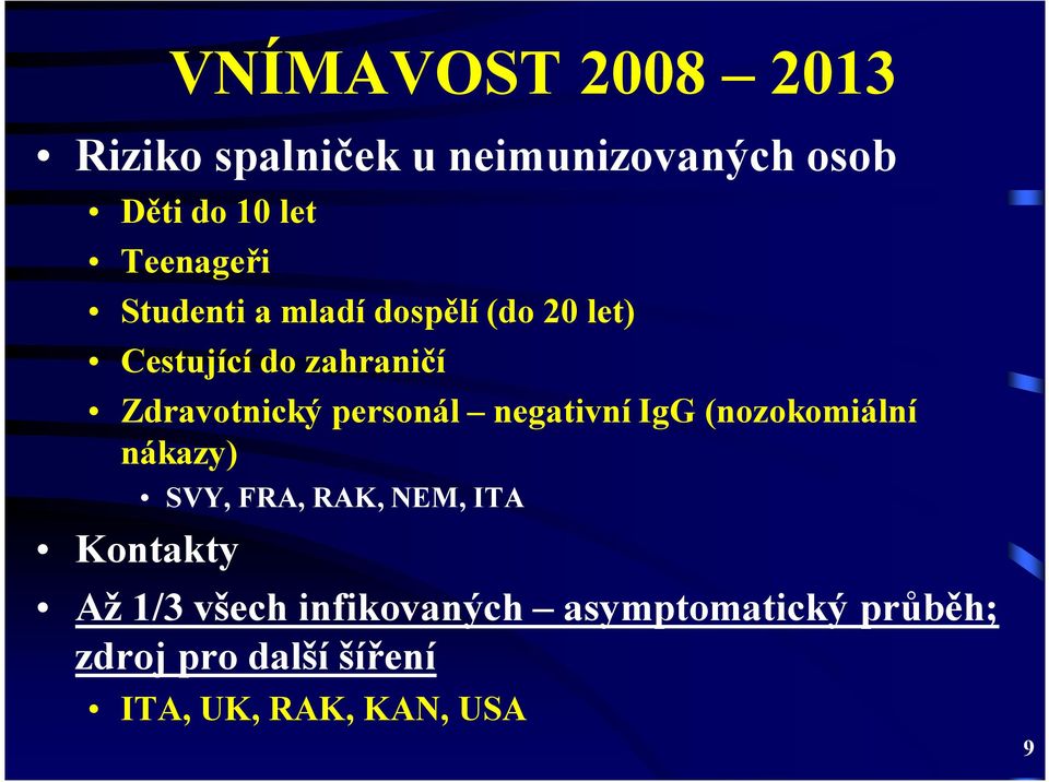 personál negativní IgG(nozokomiální nákazy) SVY, FRA, RAK, NEM, ITA Kontakty Až