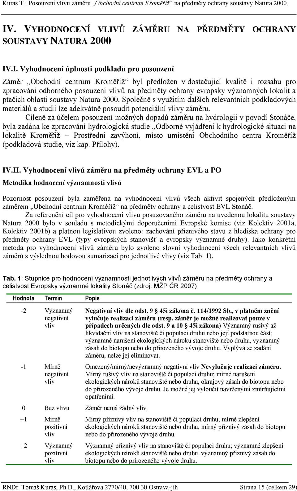 Společně s vyuţitím dalších relevantních podkladových materiálŧ a studií lze adekvátně posoudit potenciální vlivy záměru.