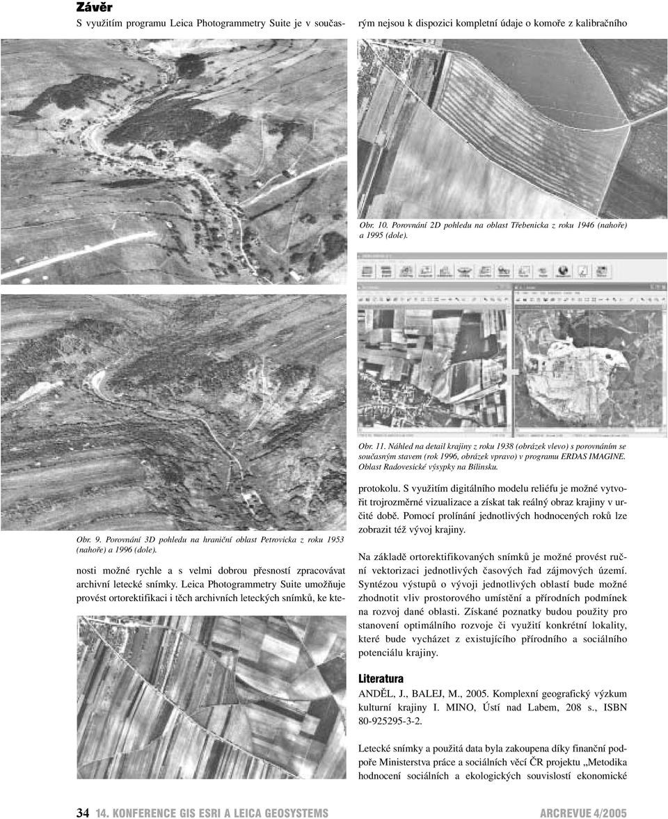 Porovnání 2D pohledu na oblast Třebenicka z roku 1946 (nahoře) a 1995 (dole). Obr. 11.