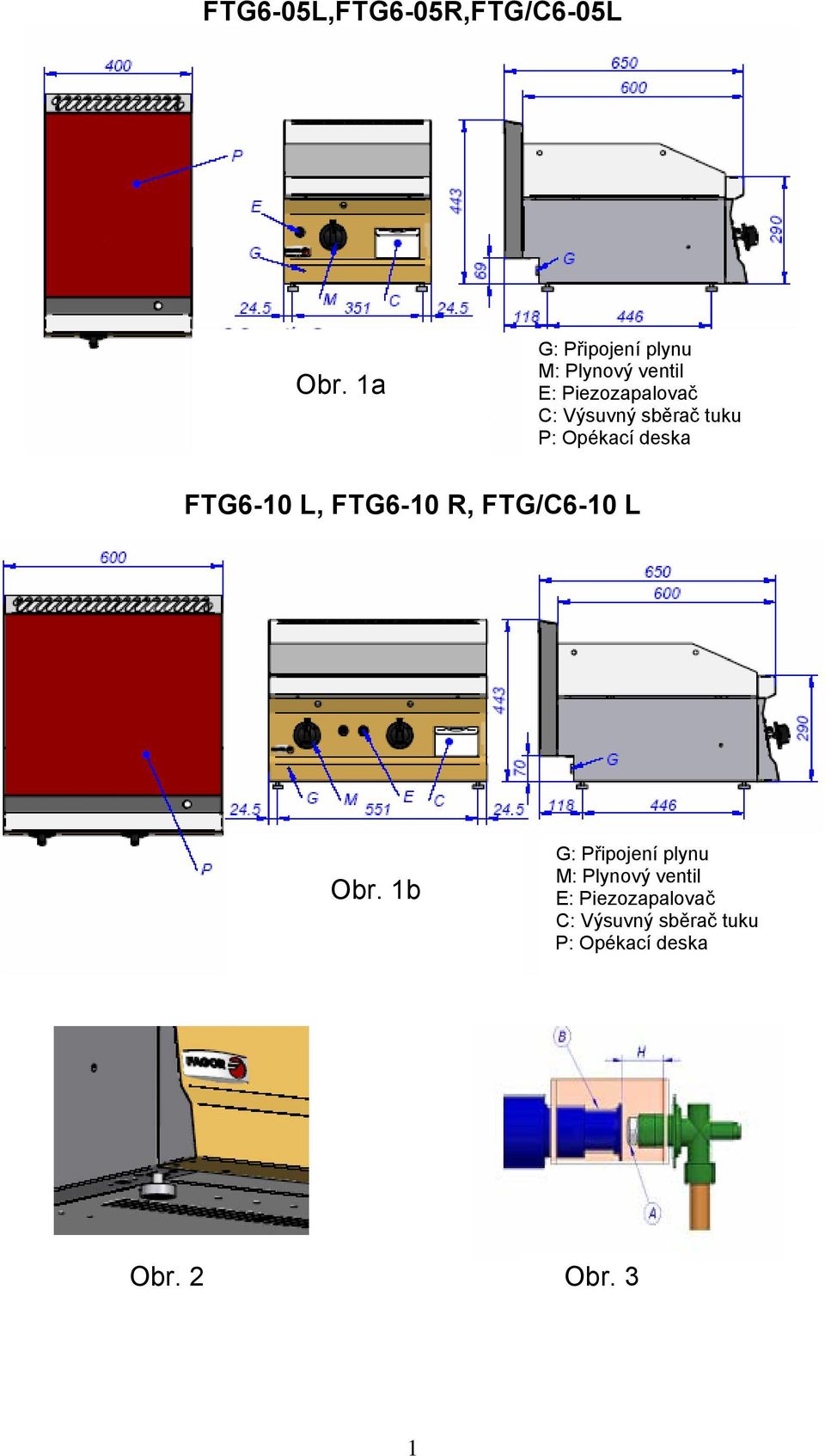 sběrač tuku P: Opékací deska FTG6-10 L, FTG6-10 R, FTG/C6-10 L Obr.