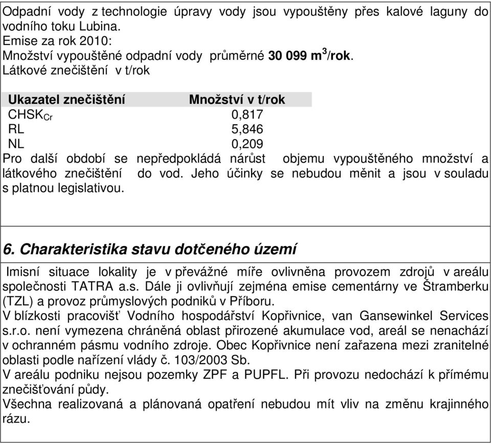 Jeho účinky se nebudou měnit a jsou v souladu s platnou legislativou. 6.