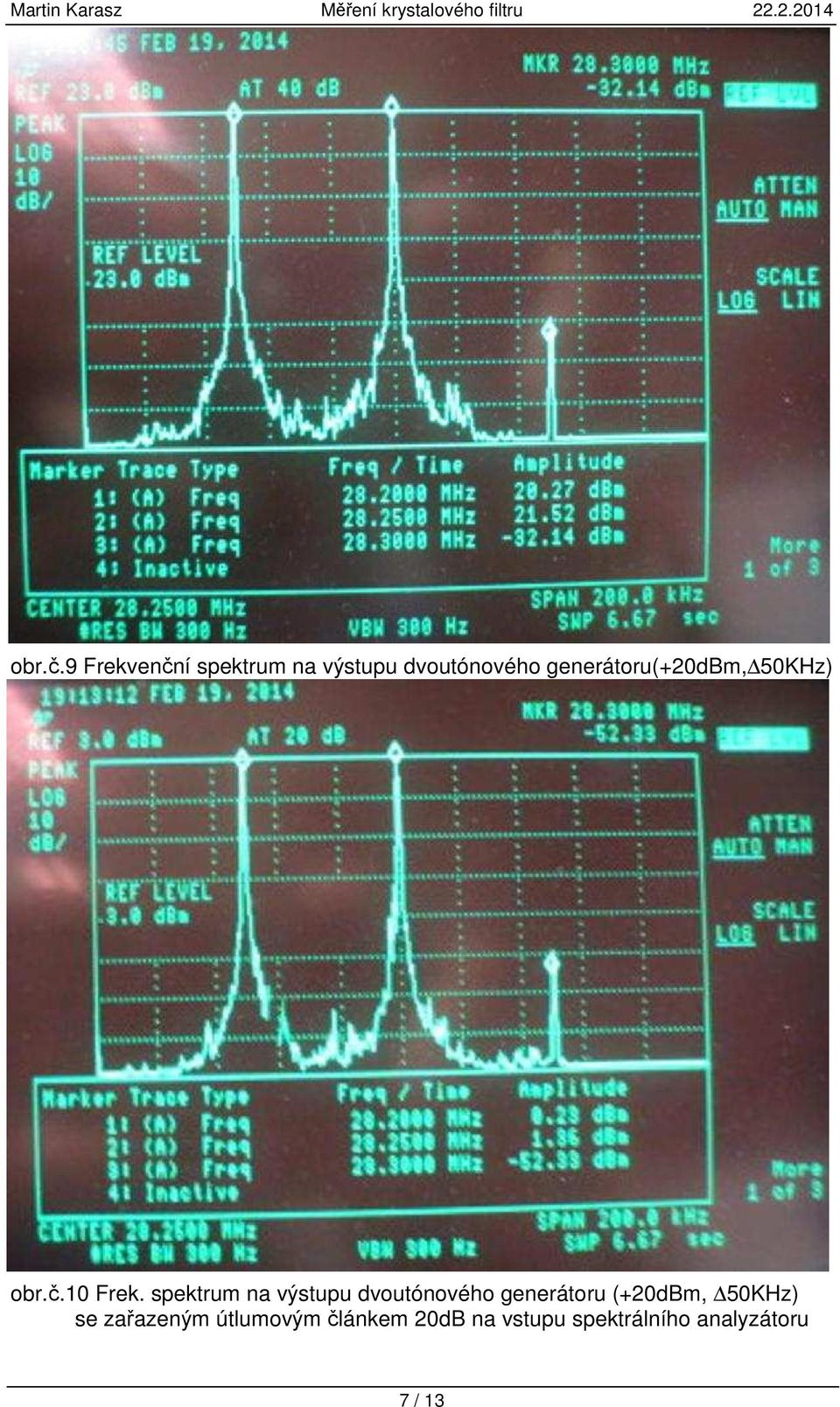 generátoru(+20dbm, 50KHz) 10 Frek.