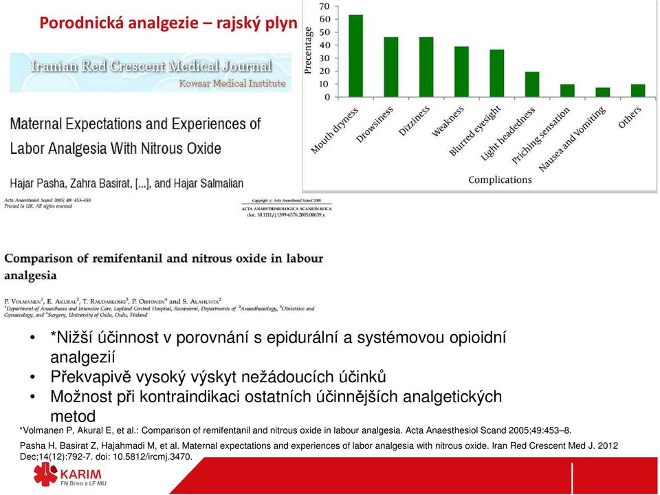 : Comparison of remifentanil and nitrous oxide in labour analgesia. Acta Anaesthesiol Scand 2005;49:453 8.