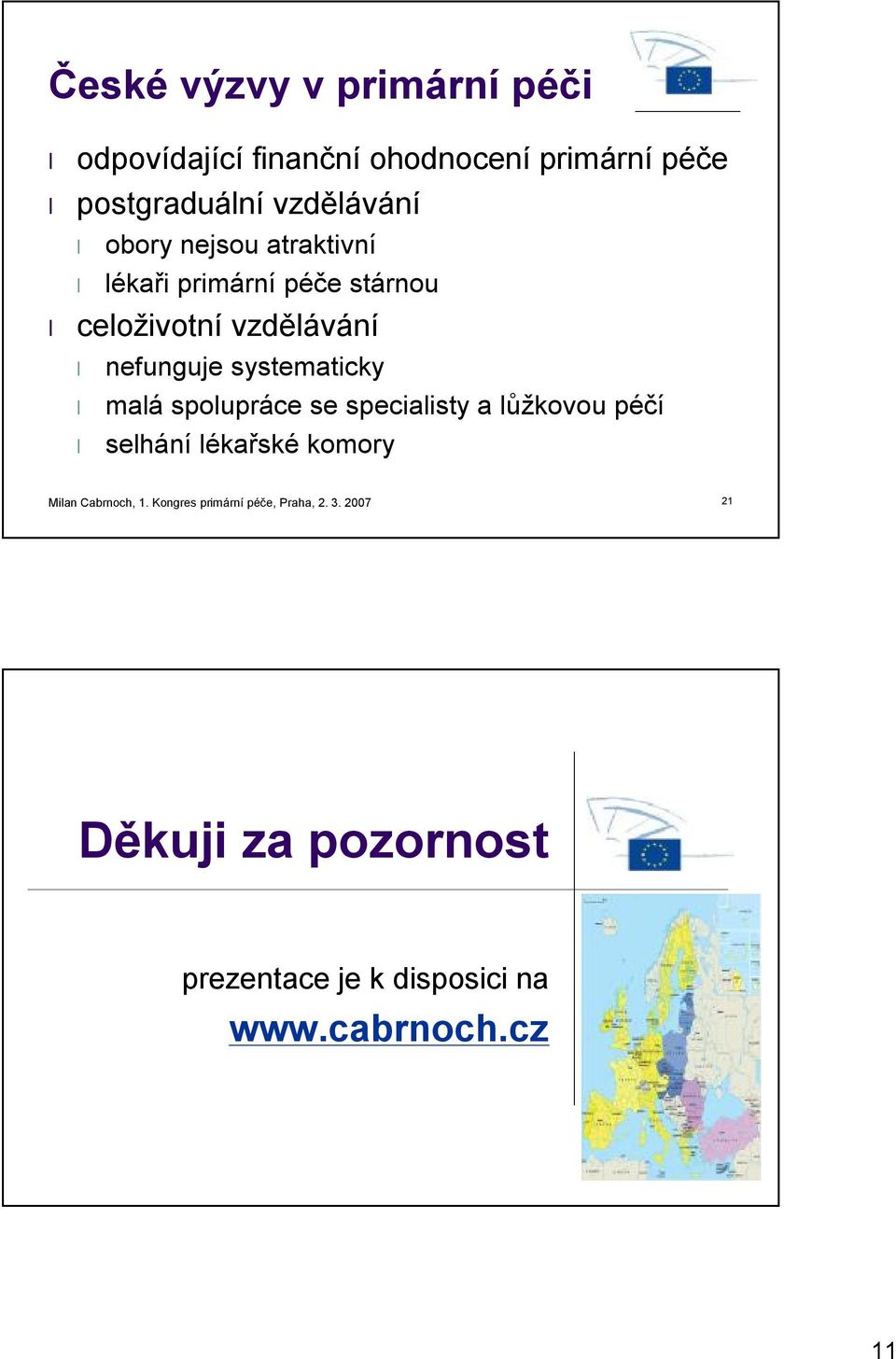 malá spolupráce se specialisty a lůžkovou péčí selhání lékařské komory Milan Cabrnoch, 1.